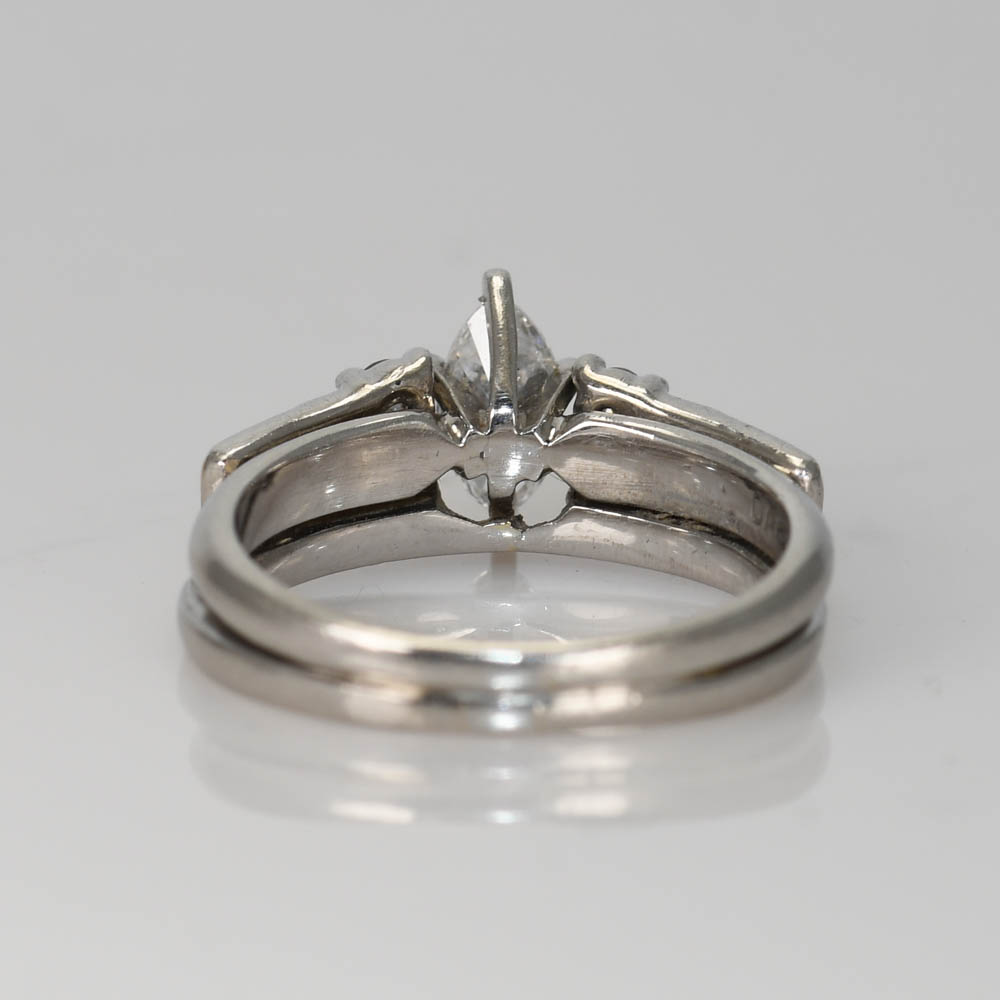 Platinum Vintage Diamond Ring Set, .30ct Marquise, .62tdw - Image 8
