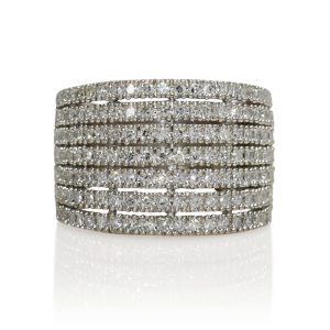 14K White Gold Large Band Diamond Ring 1.00tdw, 10.1g