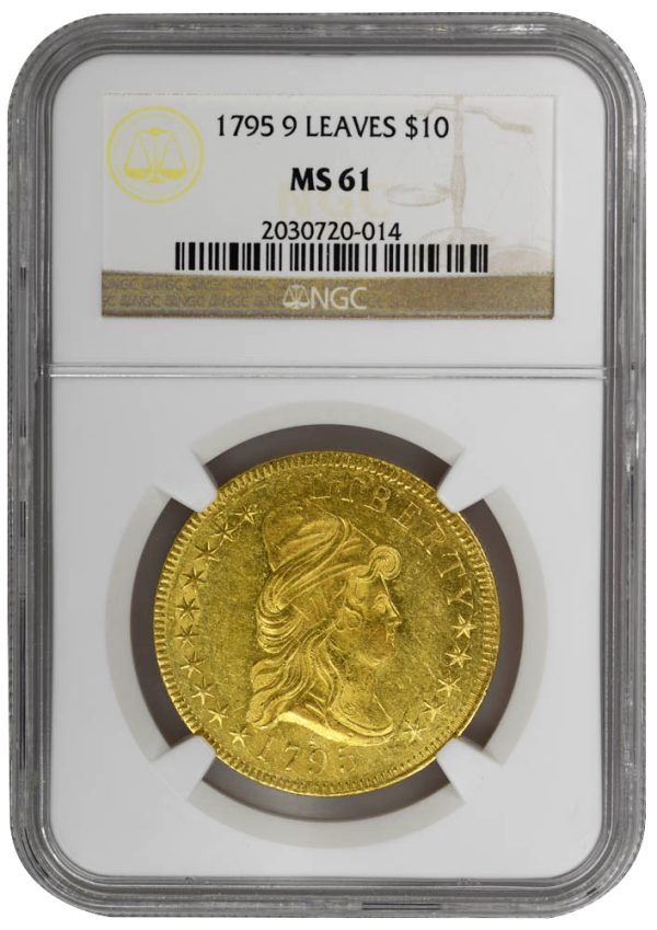 1795 $10 9 Leaves Draped Bust, NGC MS61