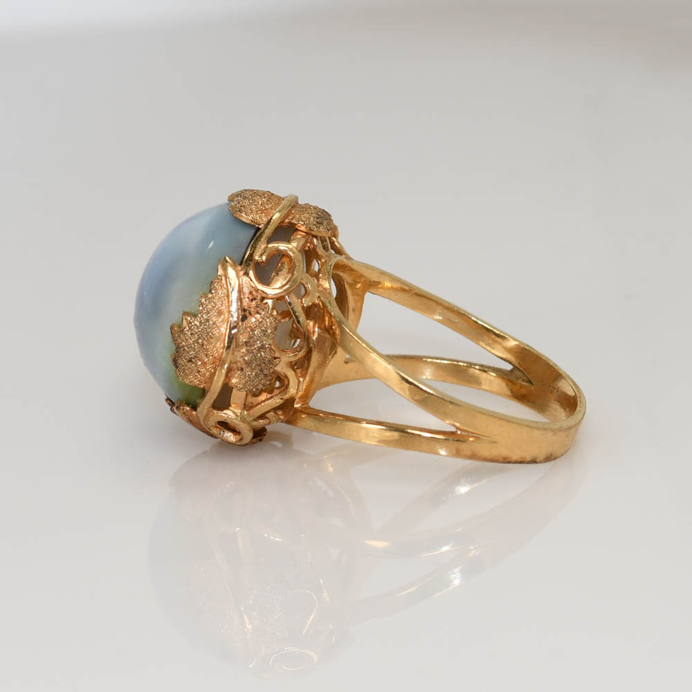 14K Yellow Gold Pearl Ring, 7.6gr - Image 5