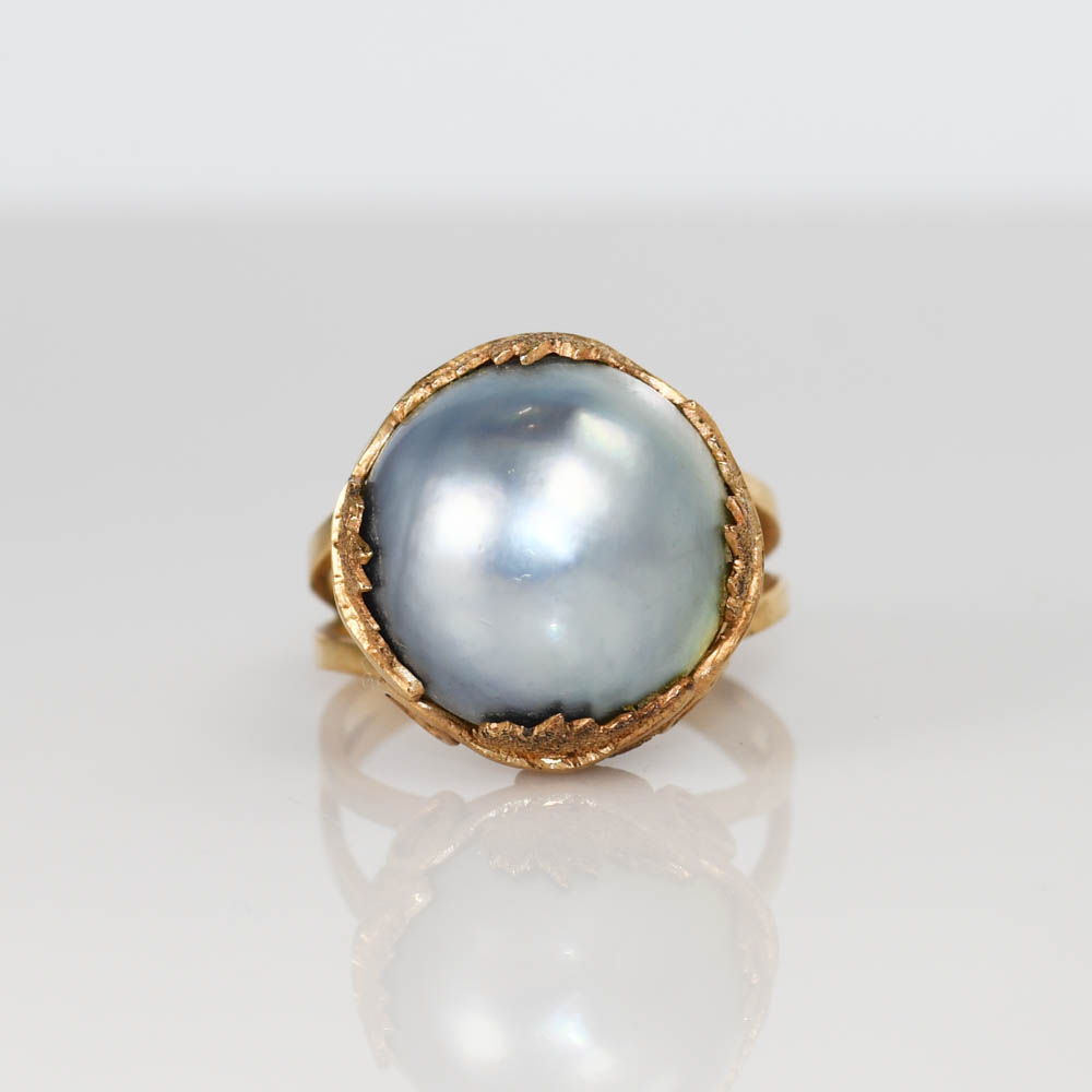 14K Yellow Gold Pearl Ring, 7.6gr - Image 2