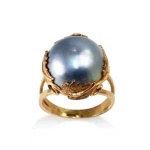 14K Yellow Gold Pearl Ring, 7.6gr
