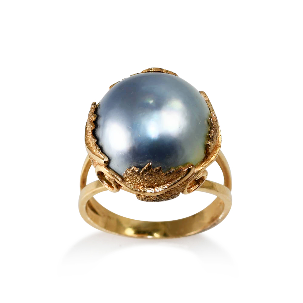 14K Yellow Gold Pearl Ring, 7.6gr