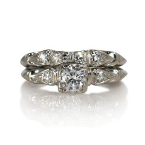 Platinum Engagement Ring Vintage .31ct RBC-6.2gr Size 6
