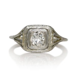 18K White Gold Vintage Diamond Ring .30ct, 2.7g