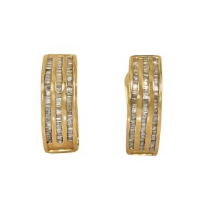 Baguette Diamond Earrings in 14K Yellow Gold