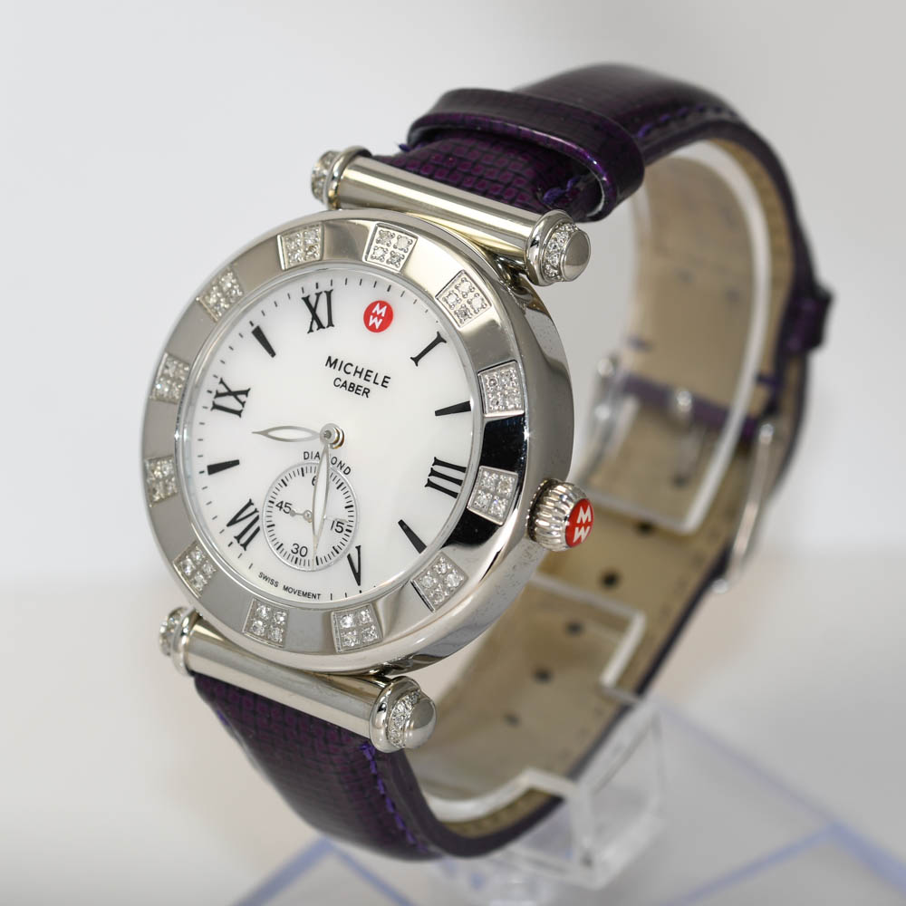 Michele Caber S/S Watch M.O.P Dial, Diamond Bezel, .33tdw  display picture 3