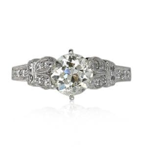Platinum Ring Vintage 1.22ct Center Diamond, 6.8g