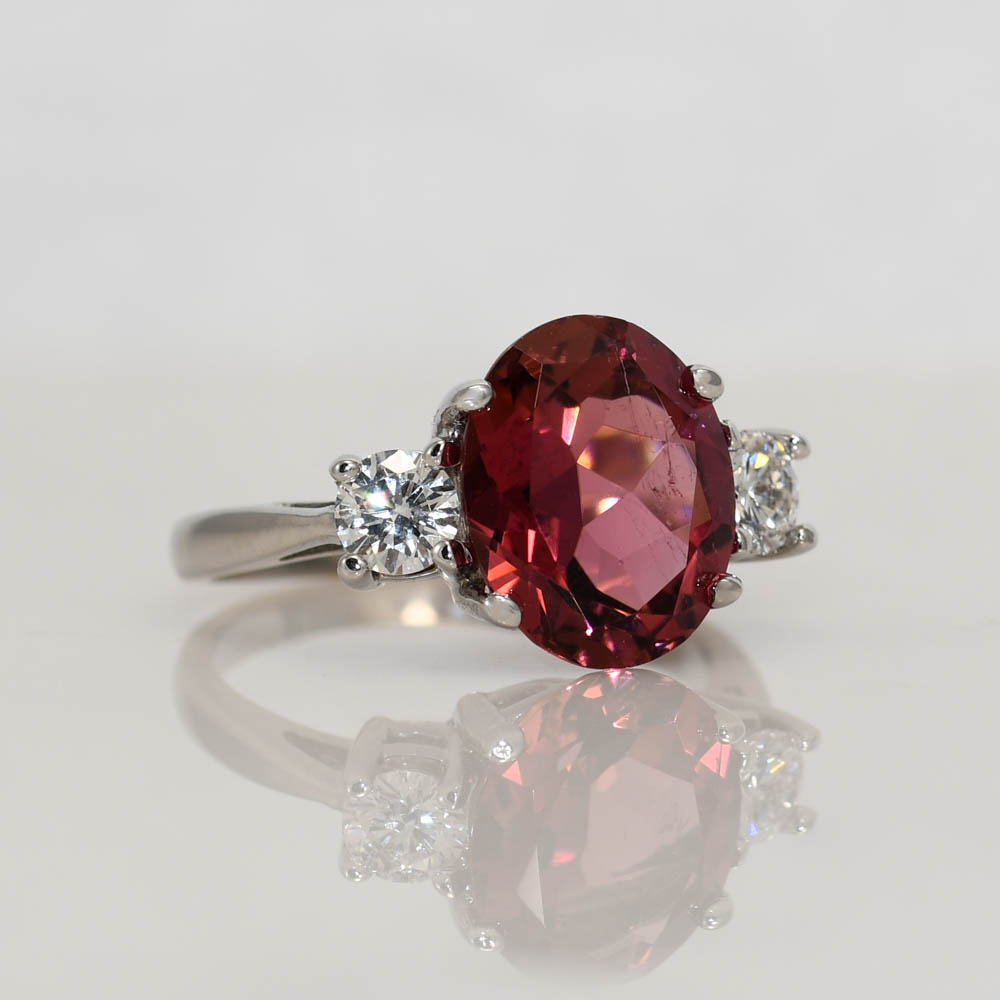 14K White Gold 4.34ct Pink Tourmaline Diamond Ring, 4.9gr - Image 7