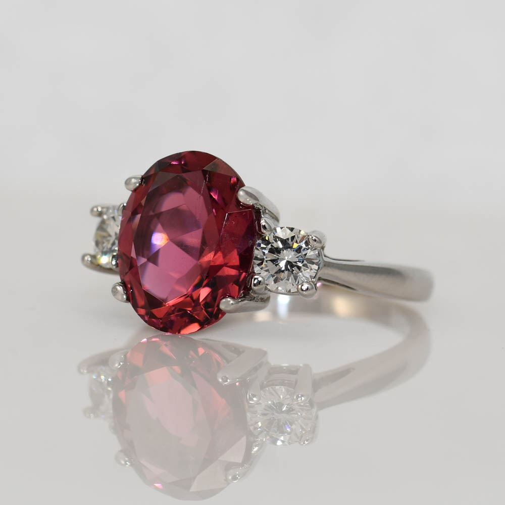 14K White Gold 4.34ct Pink Tourmaline Diamond Ring, 4.9gr - Image 5