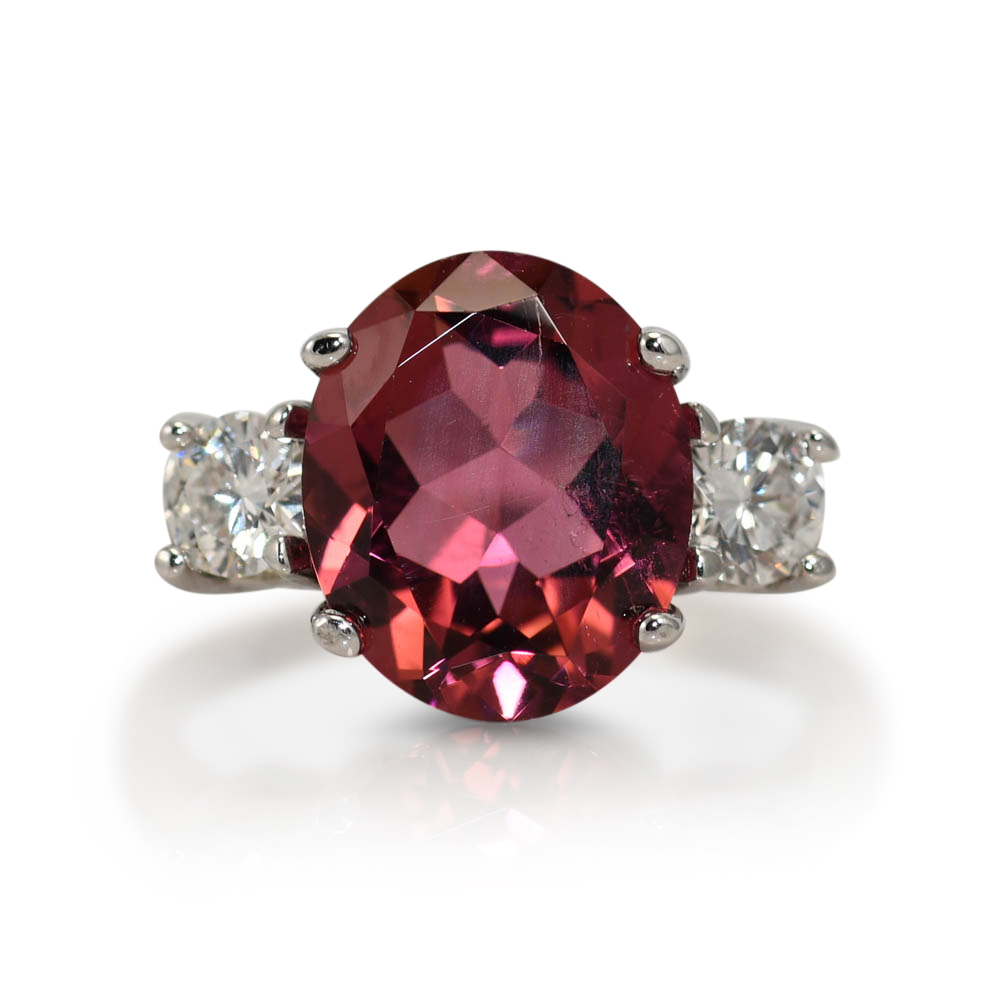 14K White Gold 4.34ct Pink Tourmaline Diamond Ring, 4.9gr - Image 2