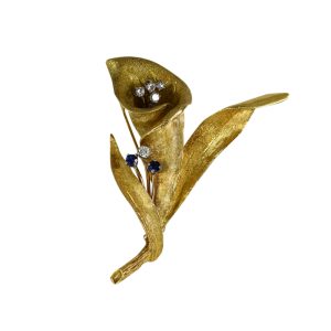 18K Yellow Gold Diamond Brooch Pendant, 24g, .20tddw