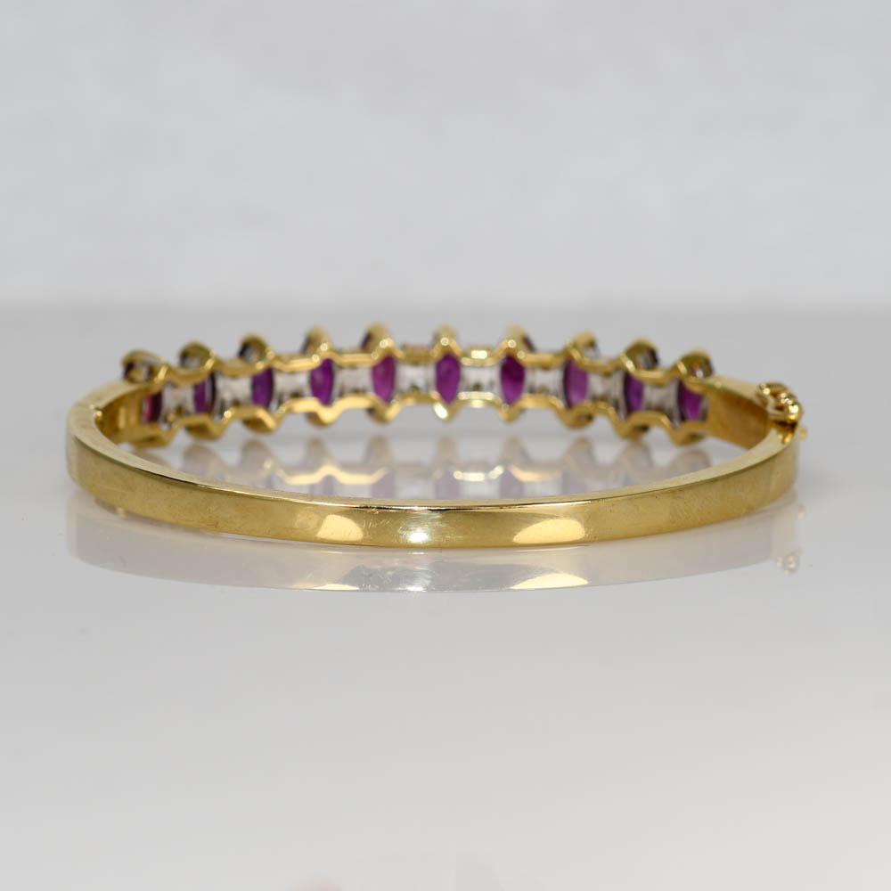 14K Yellow Gold Ruby & Diamond Bangle Bracelet, 17.8g, 3.00tcw - Image 4