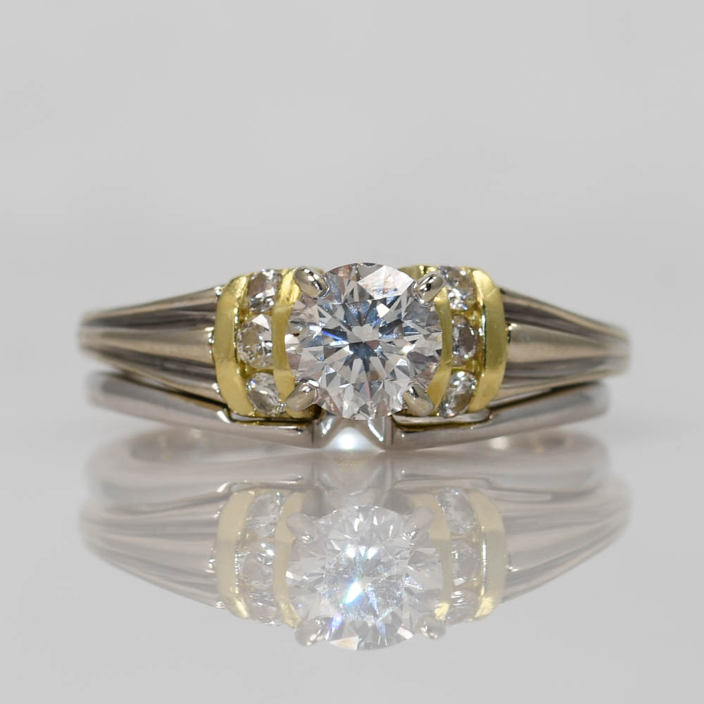 18K 2-Tone Diamond Wedding Ring Set, .75ct - Image 13