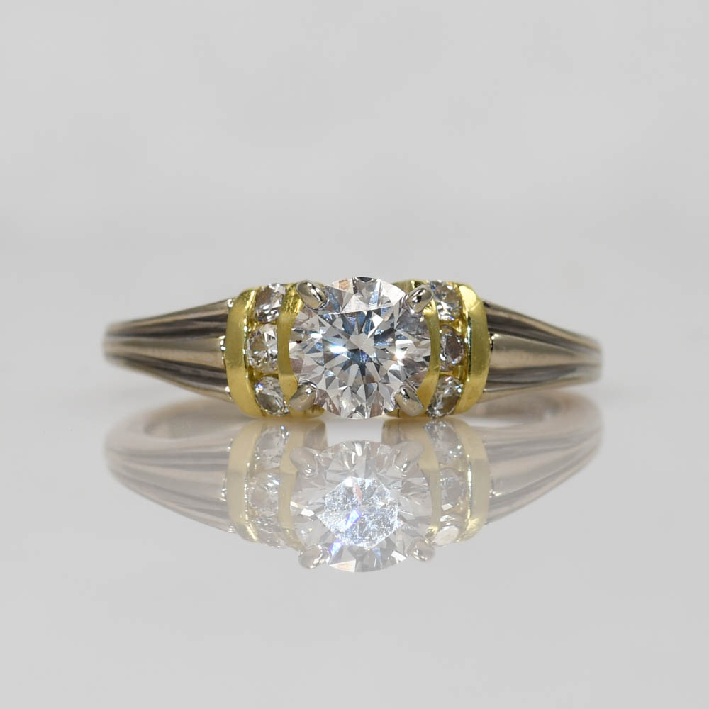 18K 2-Tone Diamond Wedding Ring Set, .75ct - Image 2