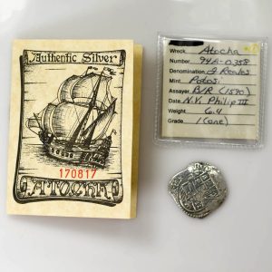 Atocha Spanish 2 Reales Silver, Treasure Wreck, Mel Fisher Mini COA