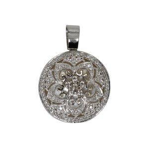 14K White Gold Diamond & Mother Pearl Pendant, .30tdw, 6.7g