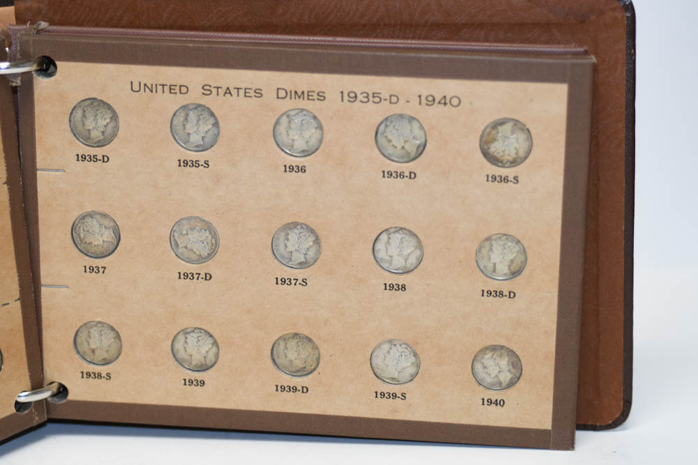 National Coin Album 1916-1959 Mercury/Loose Dimes-131 coins - Image 12