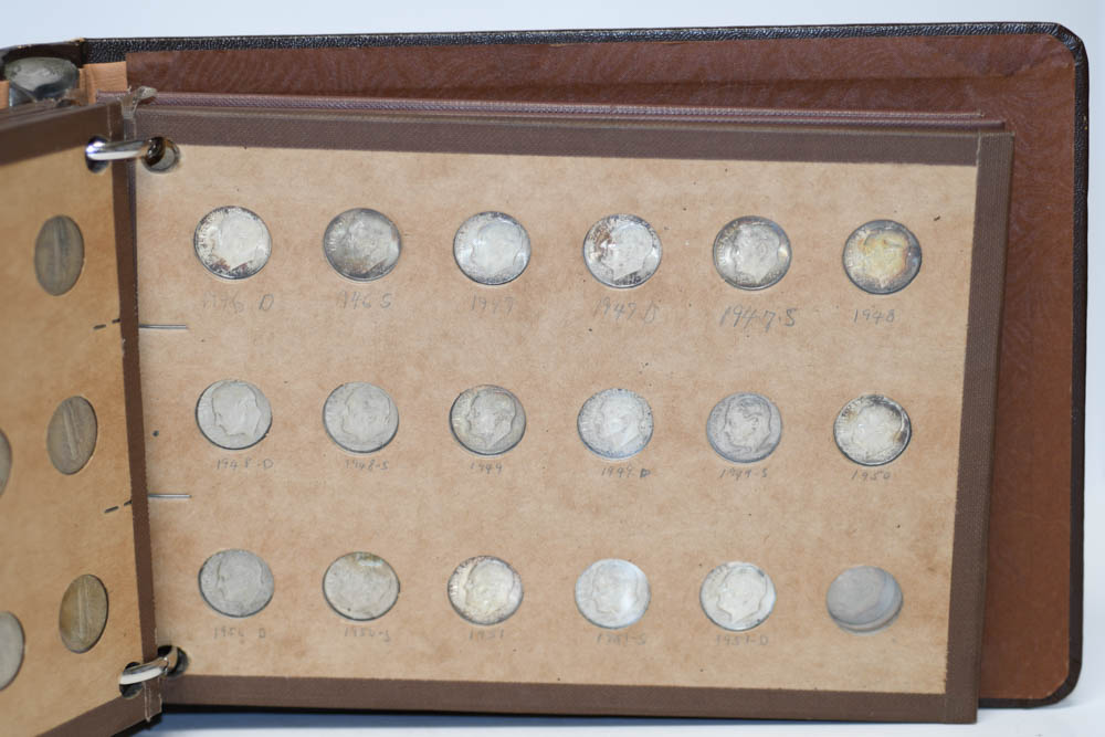 National Coin Album 1916-1959 Mercury/Loose Dimes-131 coins - Image 7
