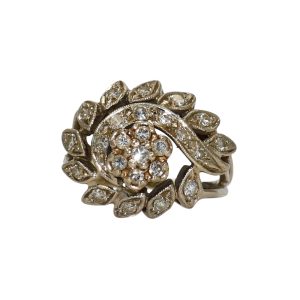 14K White Gold Cluster Diamond Ring, .80tcw, 6.7g