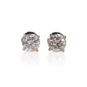 14K White Gold Diamond Stud Earrings 1.00TDW, i color, i1 -1.2gr