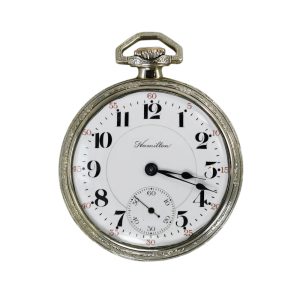 14K White Gold Filled, Hamilton Railroad Pocket Watch, 87gr