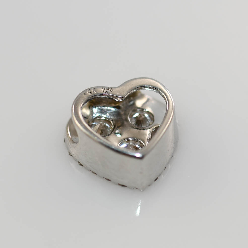 14K White Gold Diamond Heart Pendant, 1.14tcw 0.9gr - Image 6