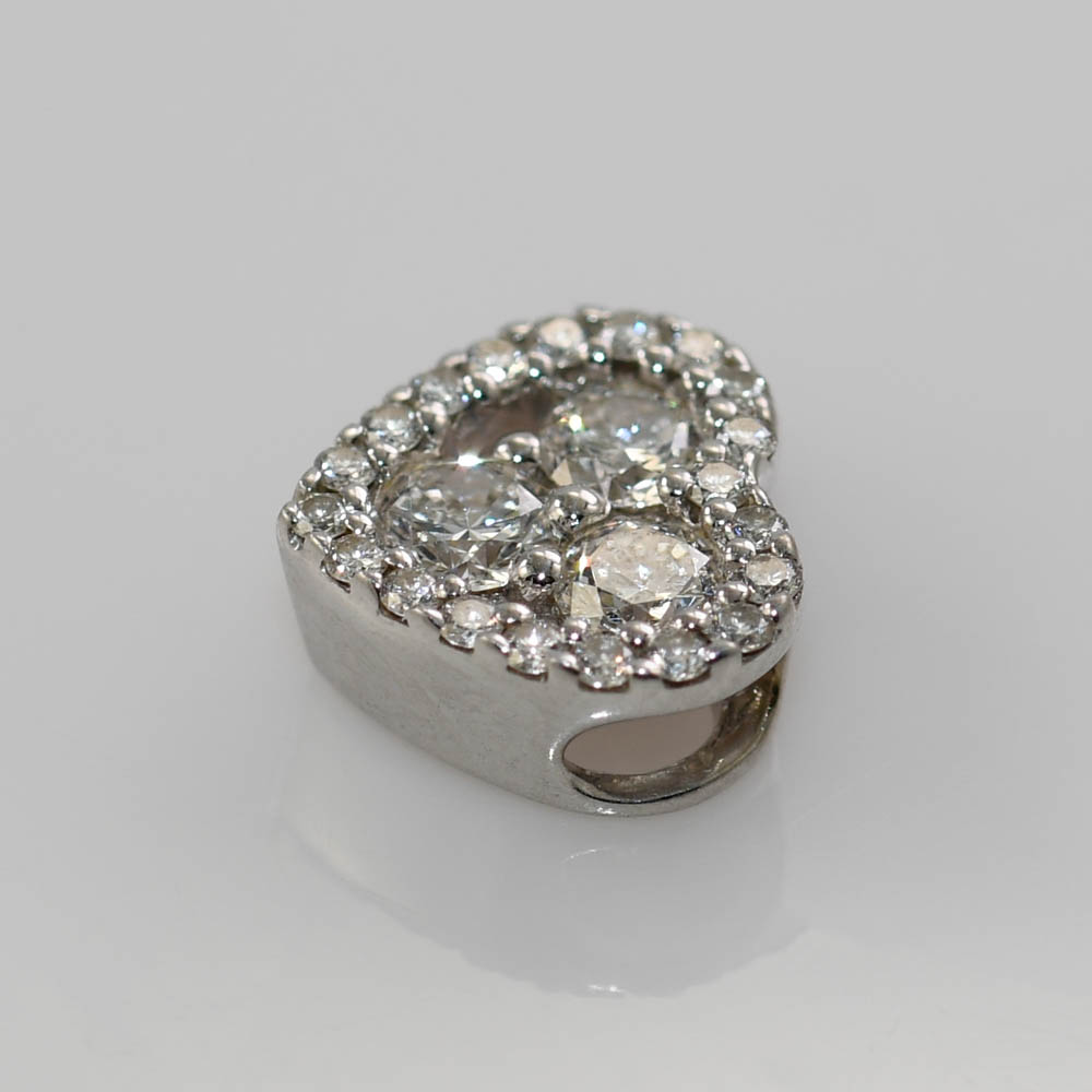 14K White Gold Diamond Heart Pendant, 1.14tcw 0.9gr - Image 4