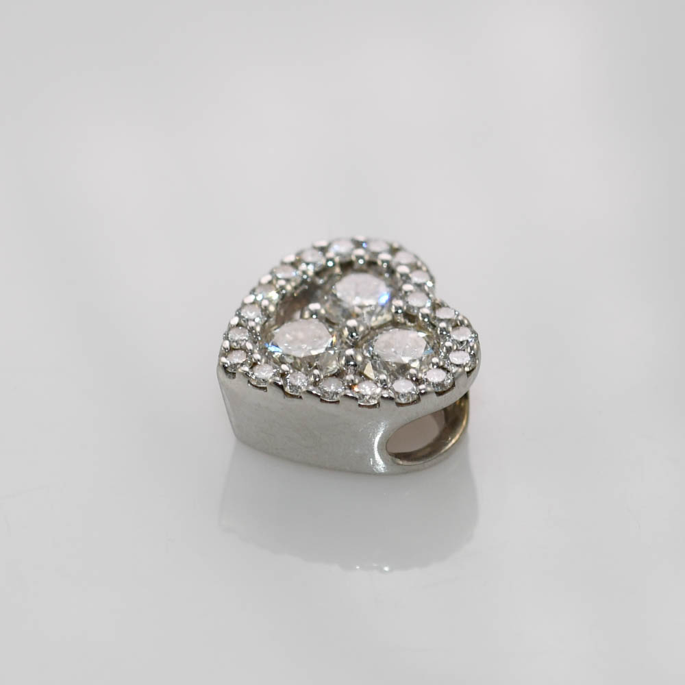 14K White Gold Diamond Heart Pendant, 1.14tcw 0.9gr - Image 5