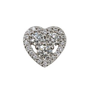 14K White Gold Diamond Heart Pendant, 1.14tcw 0.9gr