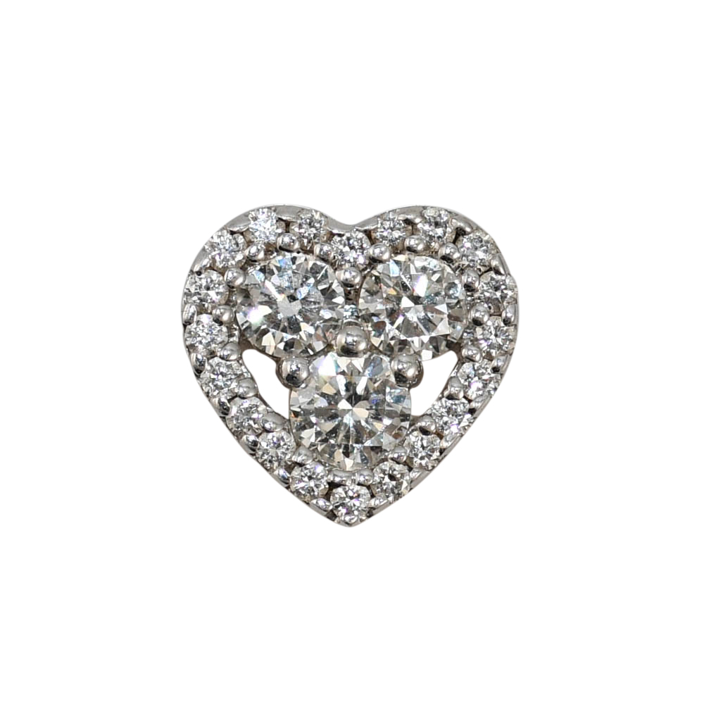14K White Gold Diamond Heart Pendant, 1.14tcw 0.9gr