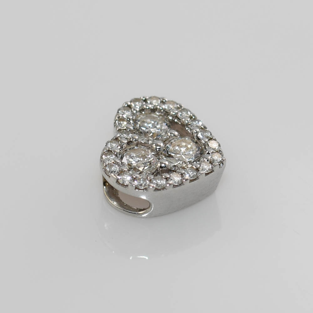 14K White Gold Diamond Heart Pendant, 1.14tcw 0.9gr - Image 2