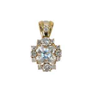 14K Yellow Gold Beryl & Diamond Pendant, 2.00TDW, 8.8gr