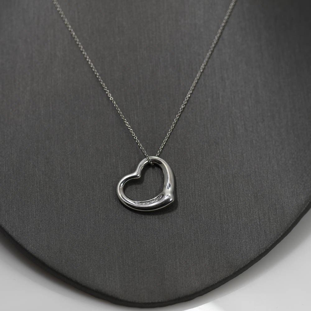 Tiffany & Co. Elsa Peretti 22mm Platinum Open Heart Pendant