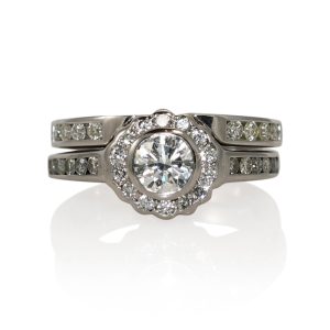 18K White Gold Diamond Wedding Ring set, 1.10tdw, 7g