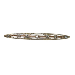 14K Yellow Gold Antique Rose Cut Diamond Pin, .33tdw, 4.4g