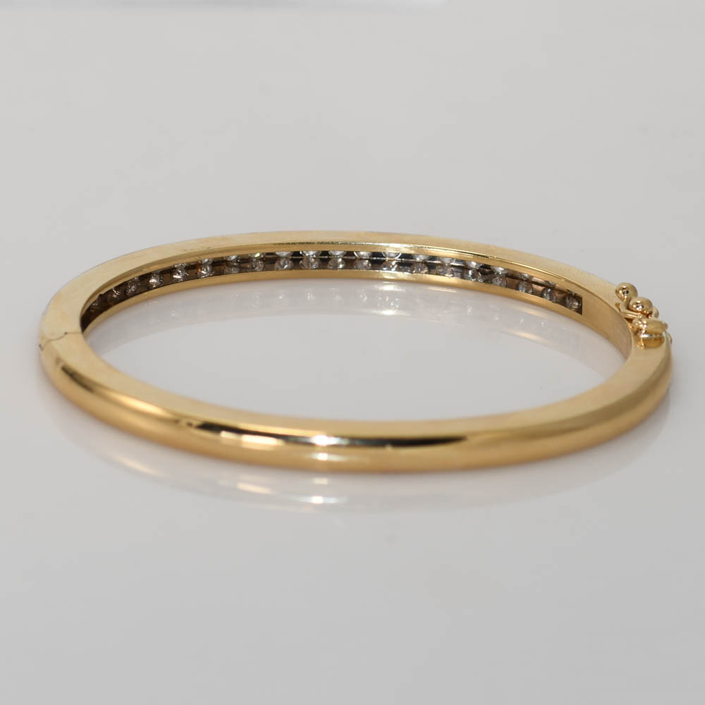 14K Yellow Gold Diamond Bangle Bracelet, 1.50tdw, 27.7g - Image 3