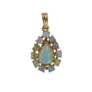 14K Yellow Gold Australian Opal Pendant, 2g