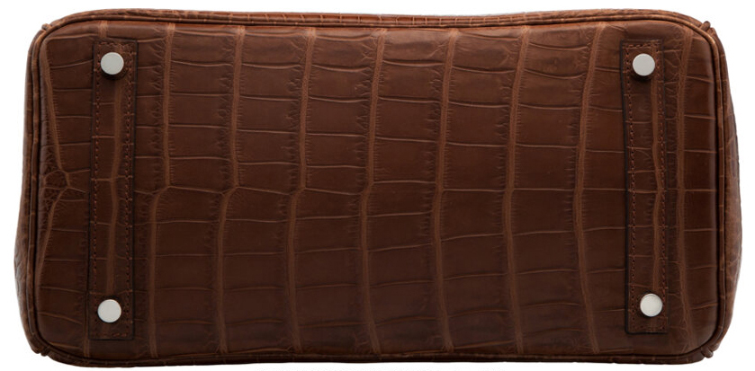 Hermès Matte Marron d'Inde Niloticus Crocodile Birkin Bag with Palladium Hardware, 30cm - Image 4