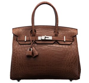 Hermès Matte Marron d'Inde Niloticus Crocodile Birkin Bag with Palladium Hardware, 30cm