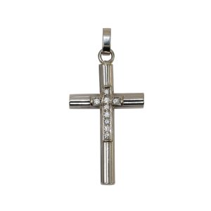 Diamond Cross Pendant in 14K White Gold