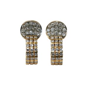 14K Yellow Gold Diamond Vintage Earrings 2.30ctw