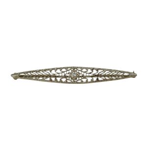 10K White Gold Vintage Diamond Pin .03tdw, 2.2g