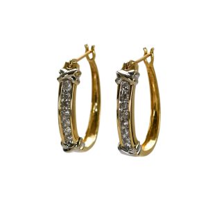 14K Yellow Gold Diamond Hoop Earrings, .50tdw, 4.7g
