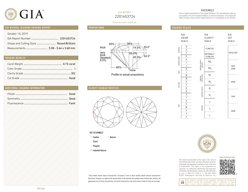 GIA .73ct Round Brilliant Cut Diamond i color Si2 clarity - Image 4