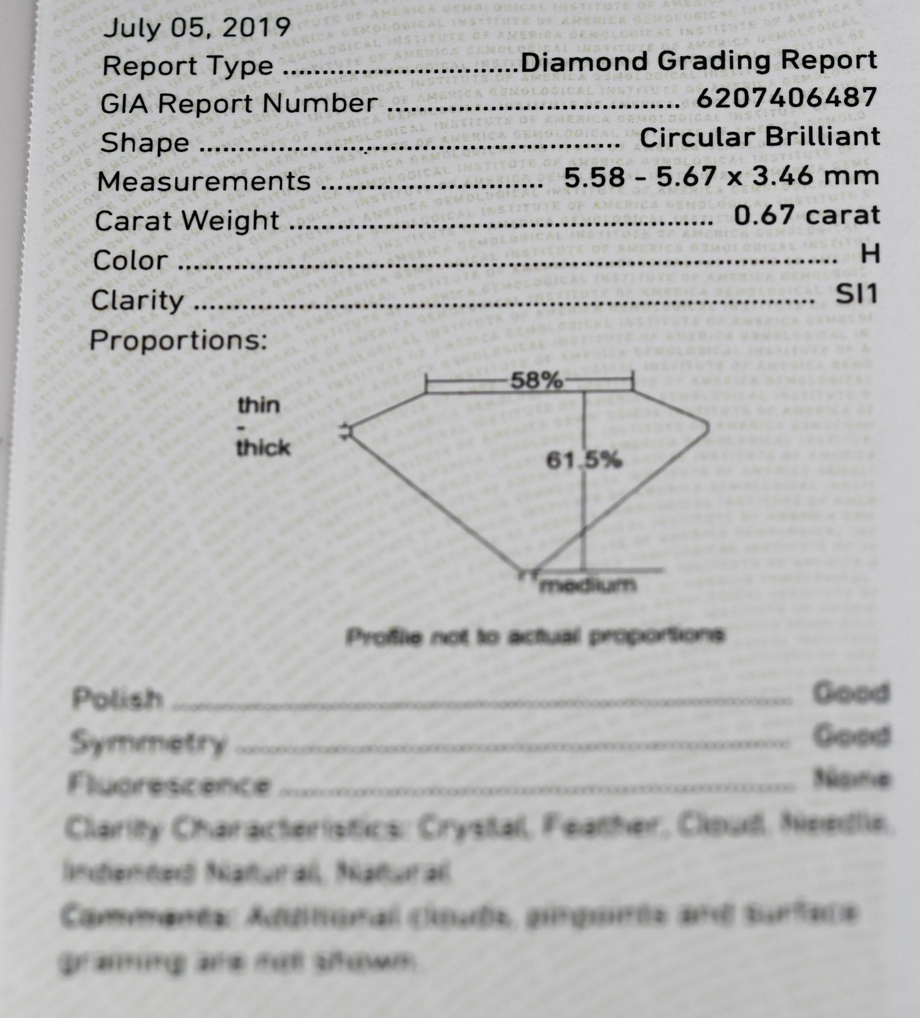 GIA Certified .67ct Round Transition Cut Diamond Loose Stone - Image 4