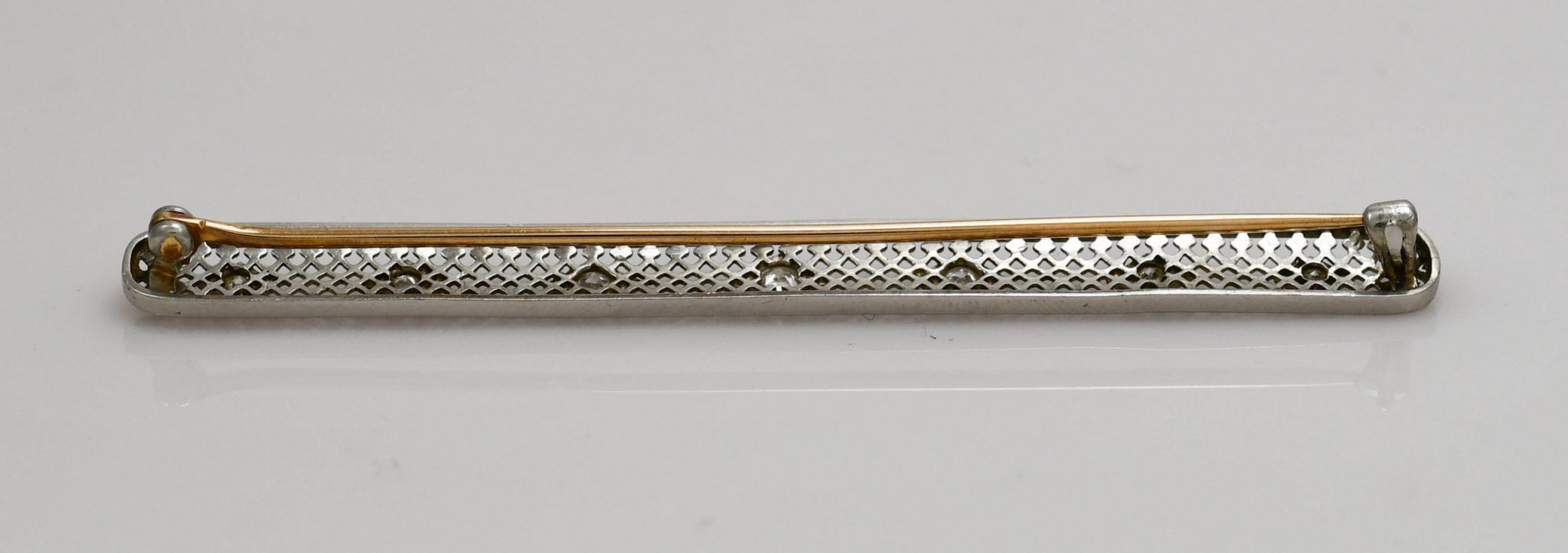 Antique Art Deco Platinum & Diamond Brooch 18K Yellow Gold Pin - Image 4