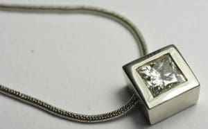 14K White Gold Princess Cut Diamond Necklace 0.65ct
