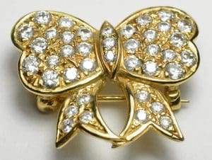 14K Yellow Gold Cubic Zirconia Bowtie Slide Pendant