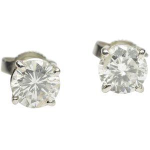 14k White Gold Diamond Stud Earrings 1.50ct